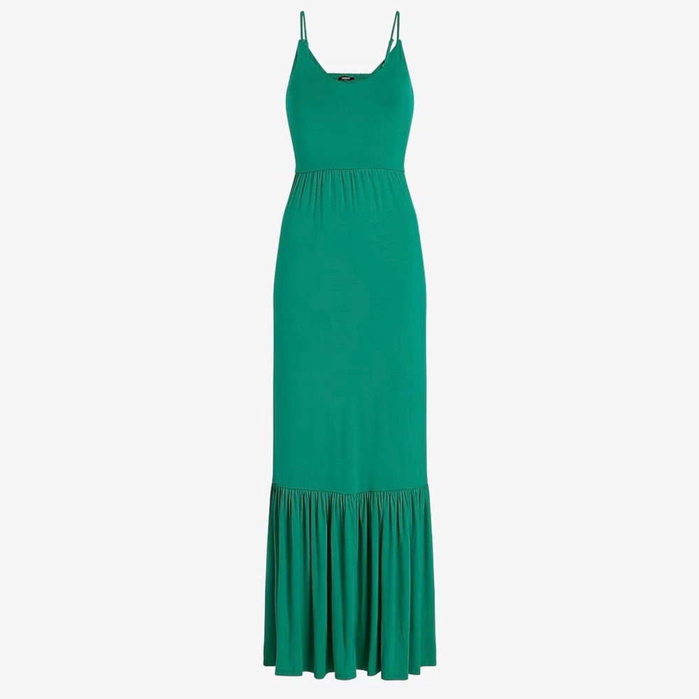 Brand New Express V-Neck Back Cutout Tiered Maxi Dress Size L NWT